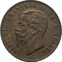 1866 OM Italia 10 centesimi Vittorio Emanuele II, 1+/01