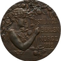 1898 Utstillingen i Bergen, bronse, hakk og kanstskade på adv., 01