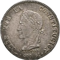 1861 Bolivia 8 soles republikk, 1+/01