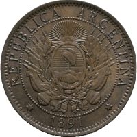 1891 Argentina 2 centavos republikk, 01