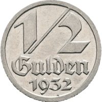 1932  Danzig 1/2 gulden, 1+