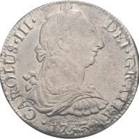 1783 Mexico 8 reales FF Carlos III, fra skipsvrak El Cazador, renset, 1+