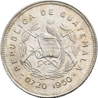 1950 Guatemala 25 centavos, 0/01