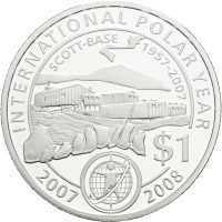 2007 New Zealand 1 dollar Elizabeth II, the International Polar Year, proof