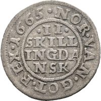 1665 2 skilling Frederik III, 1