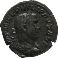 Æ sestertius Philip I (244-249 e. Kr.), 17,74 g, Roma, korrodert, 1+