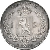1849 speciedaler Oscar I, pusset, 1+