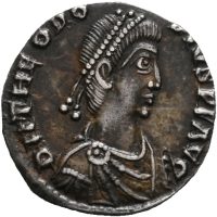 AR siliqua Theodosius I (379-395 e. Kr.), 1,47 g, Lugdunum, 1+/01