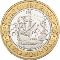 2011 England 2 pounds Elizabeth II, Mary Rose, piedfort, opplag max. 4.000 stk., 24 g .925 sølv, proof