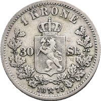 1875 1 krone/30 skilling Oscar II, 1+
