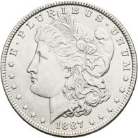 1887 USA dollar Philadelphia, flekk på rev., 0/01