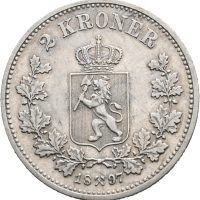 1897 2 kroner Oscar II, 1+