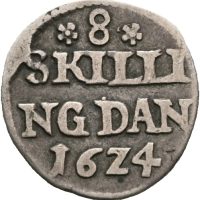 1624 Danmark 8 skilling Christian IV, 1
