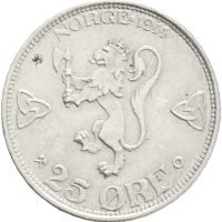 1911 25 øre Haakon VII, 1+/01