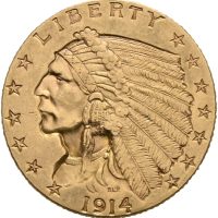 1914 USA 2 1/2 dollars Indian Head,1+/01