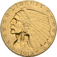 1912 USA 2 1/2 dollars Indian Head, 01