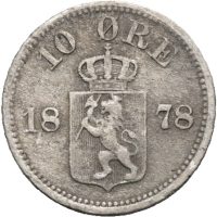 1878 10 øre Oscar II, 1