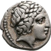 ca 383/2 f. Kr. Macedon, Chalkidian League AR tetrobol, 2,33 g, 1+