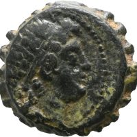 145-142 f.Kr. Seleukidiske konger Æ 20 serrate Antiochos VI, 8,14 g, 1/1+