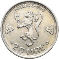 1916 25 øre Haakon VII, 1+
