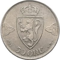 1922 50 øre u/h Haakon VII, 01