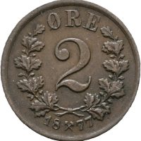 1877 2 øre Oscar II, 0/01