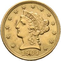 1904 USA 2 1/2 dollars Liberty Head, 0/01