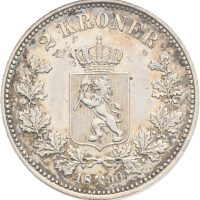 1890 2 kroner Oscar II, AU 50, 1+/01