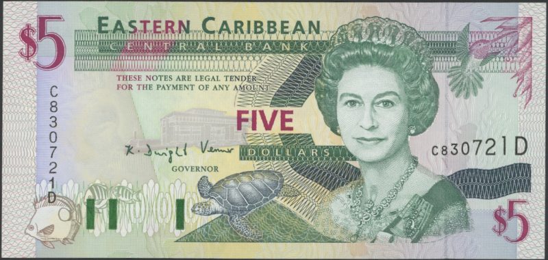 1993 East Caribbean States 5 dollar, 0