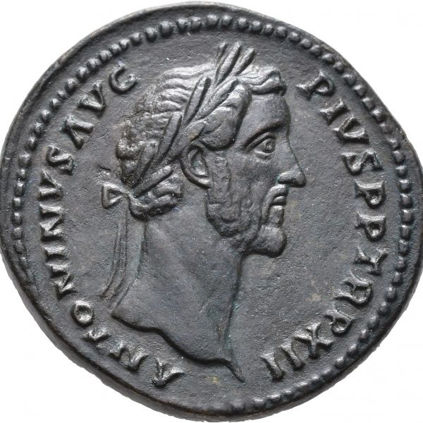 148-149 Æ sestertius  Antoninus Pius (138-161 e. Kr.), 22,74 g, Roma, 1+/01, sv. glattet