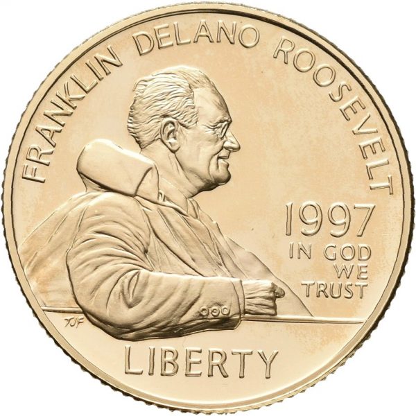 1997 USA 5 dollars Franklin D. Roosevelt, 8,36 g .900 gull, proof