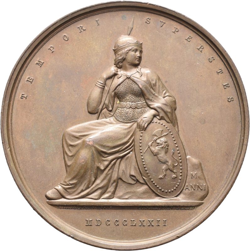 1872 Norge 1000 år, bronse, små kantskader, 01