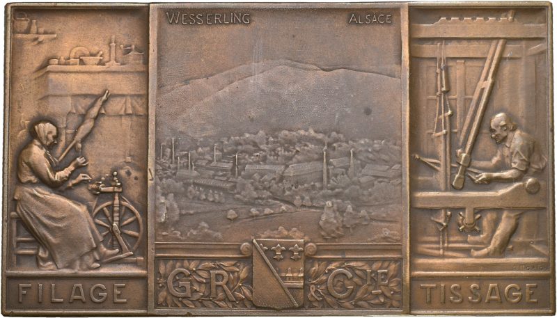 Frankrike Wesserling-Alsace Liste over eiere 1765-1915, plakett, bronse, 01