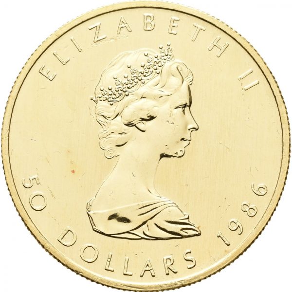 1986 Canada 50 dollar Elisabeth II, Maple Leaf, 1 oz .999 gull, BU