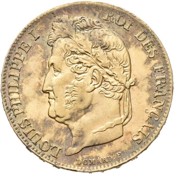 1840 A  Frankrike 20 francs Louis Philippe I, kantmerke, tonet, 0/01