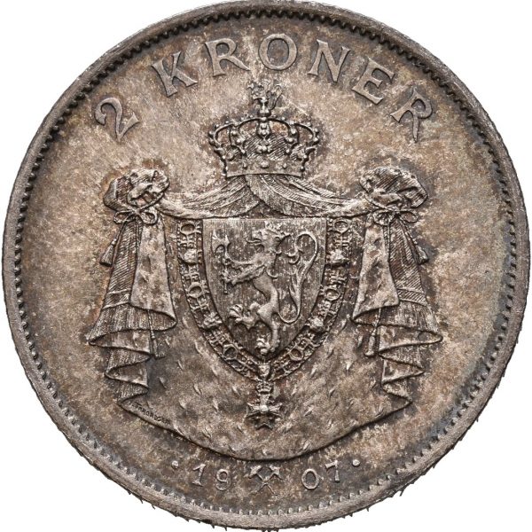 1907 2 kroner Haakon VII, 0/01
