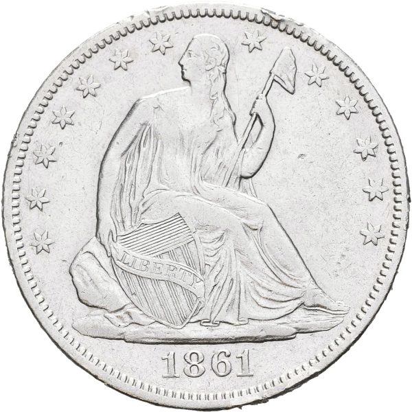 1861  USA 1/2 dollar, kantskader, 1/1+