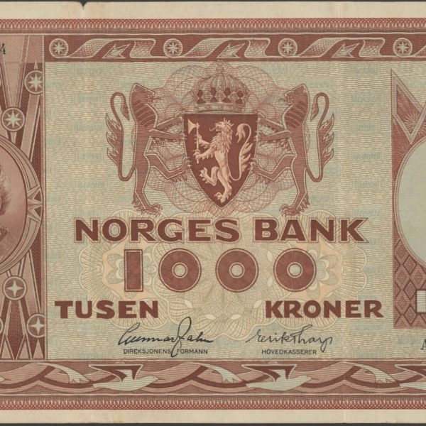 1953 1000 kroner A.0902914, 4. utgave, brett rift/ skade, 1/1-