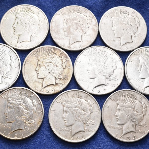 USA Peace dollars 10 stk., 240,57 g rent sølv, VK