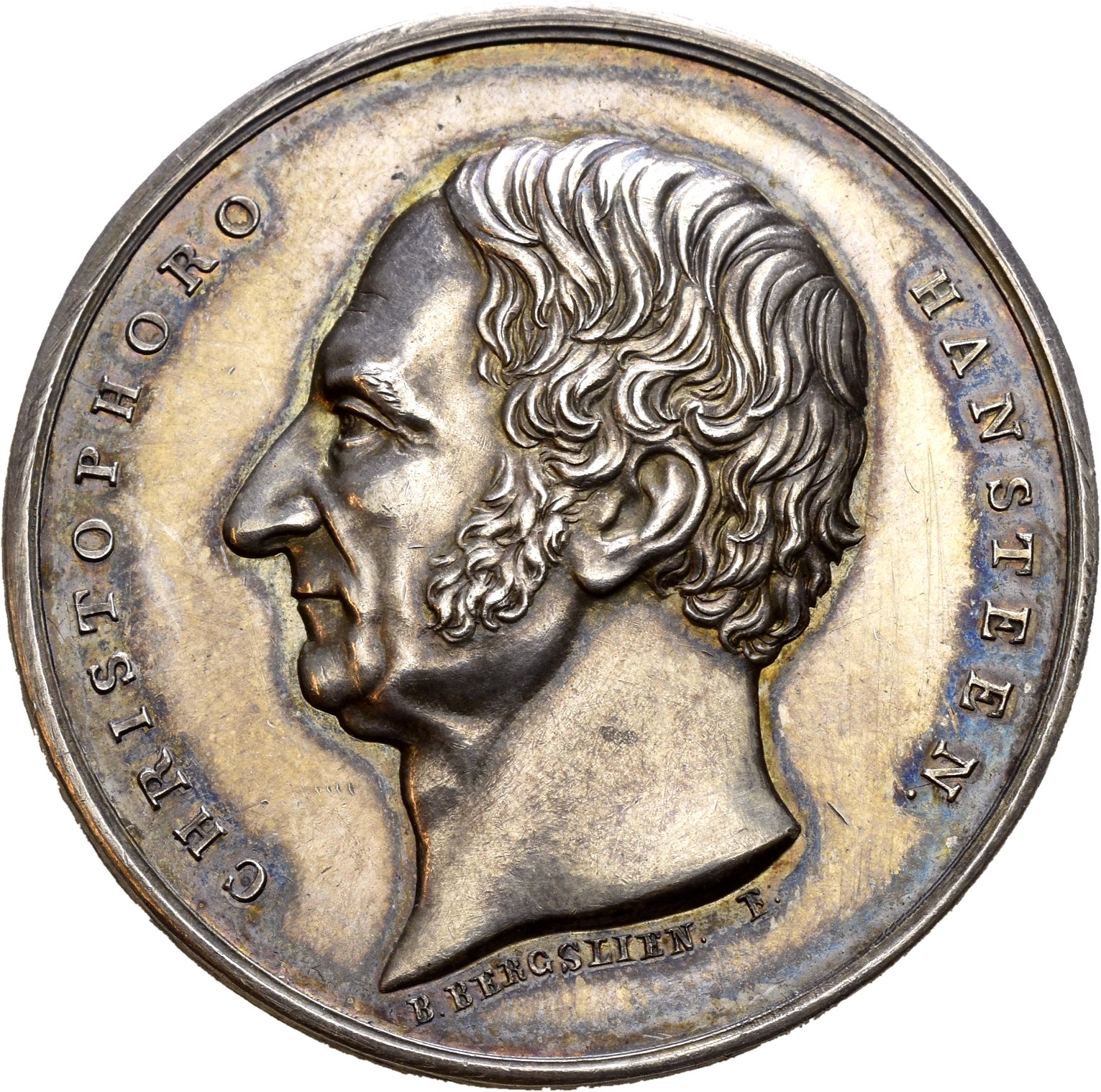 1856 Christoffer Hansteens erindringsmedalje Bergslien, sølv, 38 mm, 0/01