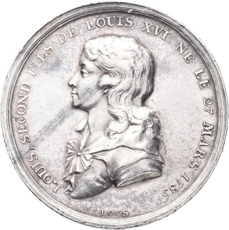 1795 Frankrike dødsmedalje Ludvig XVII, 30 mm, Loos, sølv, 01