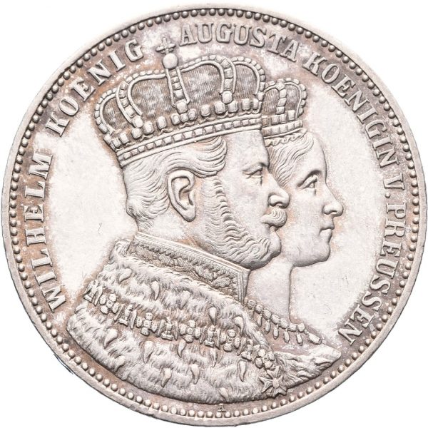 1861 Preussen 1 thaler Wilhelm og Augusta, små pusseriper, 01