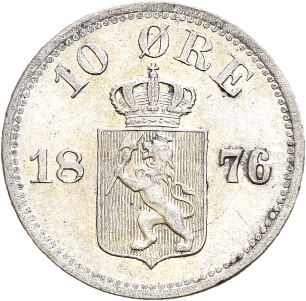 1876 10 øre Oscar II, 0 Oslo Myntgalleri