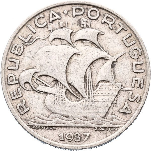 1937 Portugal 10 escudos, kantmerke, 1/1+