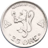 1915 25 øre Haakon VII, 1+