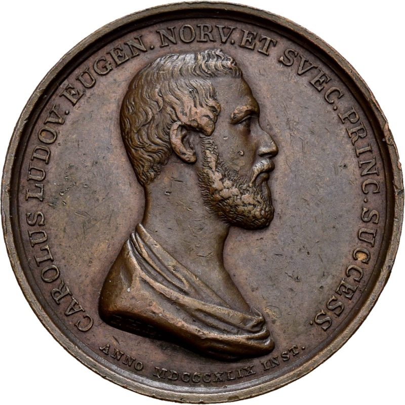 1849  Kronprinsens prismedalje, små kantmerker, 1+