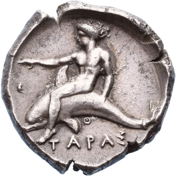 380-345 f.Kr. CALABRIA, Tarentum, AR nomos/didrakme (7,80 g), 1+/01