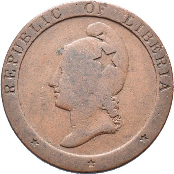 1862 Liberia 2 cents, 1/1-