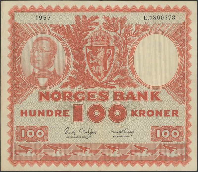 1957 100 kroner E.7800373, 1