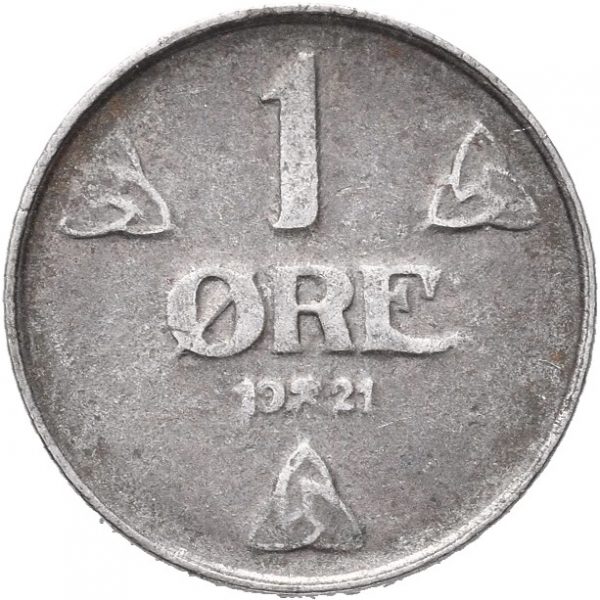 1921 1 øre Haakon VII, jern, 1/1+